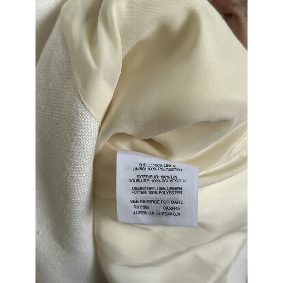 J Crew Size 12 Women’s Ivory Double Breasted Blazer Stretch 100% Linen - Picture 5 of 8